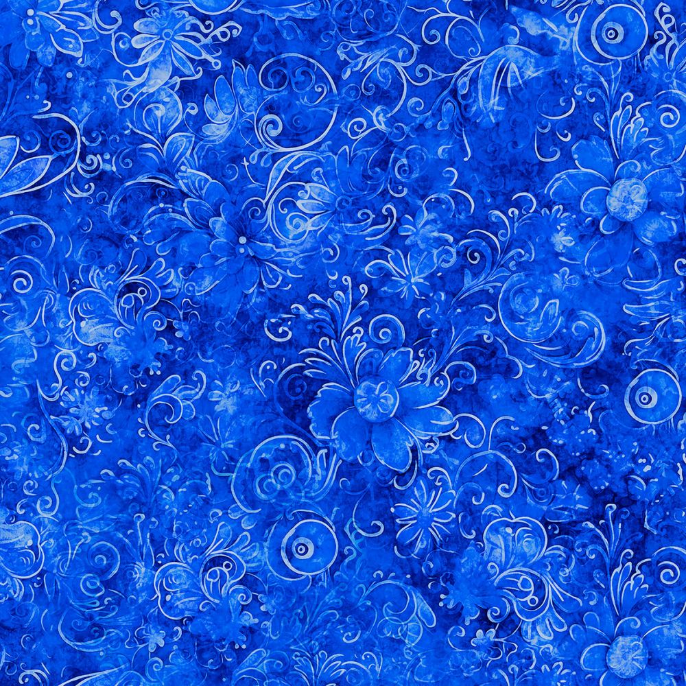 Queen's Garden Fabric - Blue - By the yard