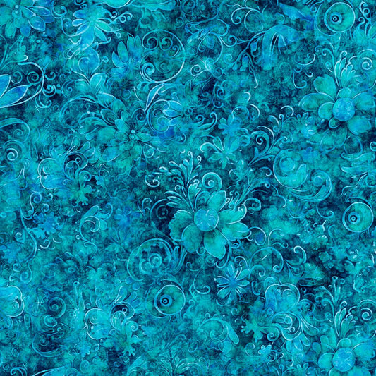 Queen's Garden Fabric - Cerulean - By the yard