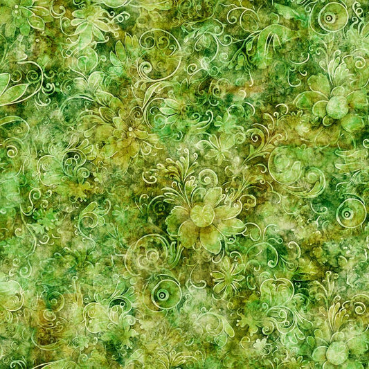 Queen's Garden Fabric - Lime - By the yard