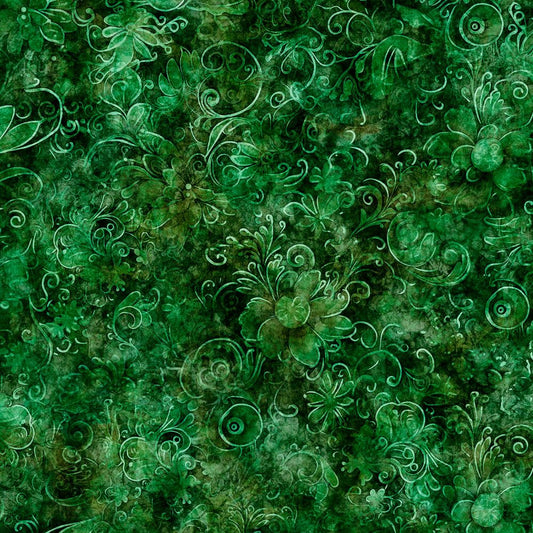 Queen's Garden Fabric - Emerald - By the yard