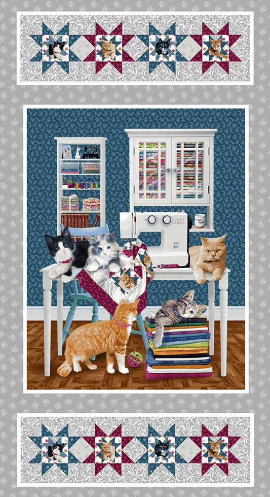 Quilted Kitties Fabric Panel