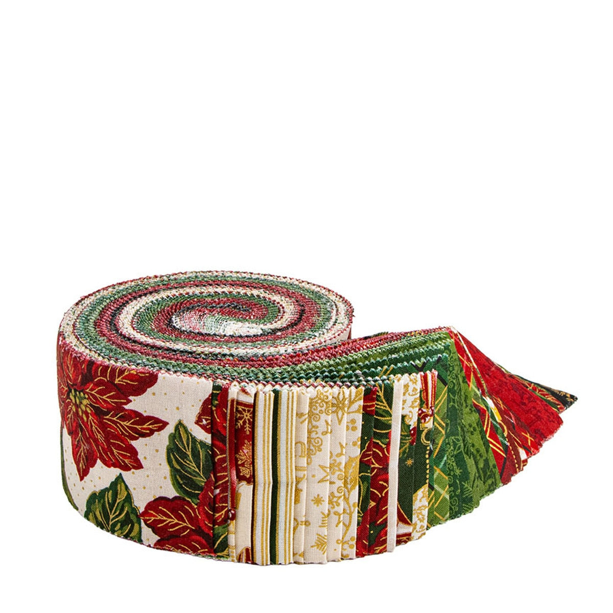 Poinsettias at Christmas 2 1/2" Rolie Polie Fabric