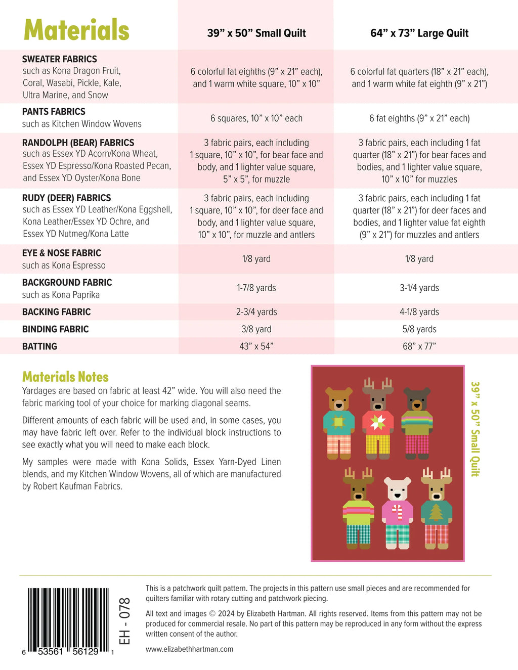 Elizabeth Hartman Randolph & Rudy Quilt Pattern