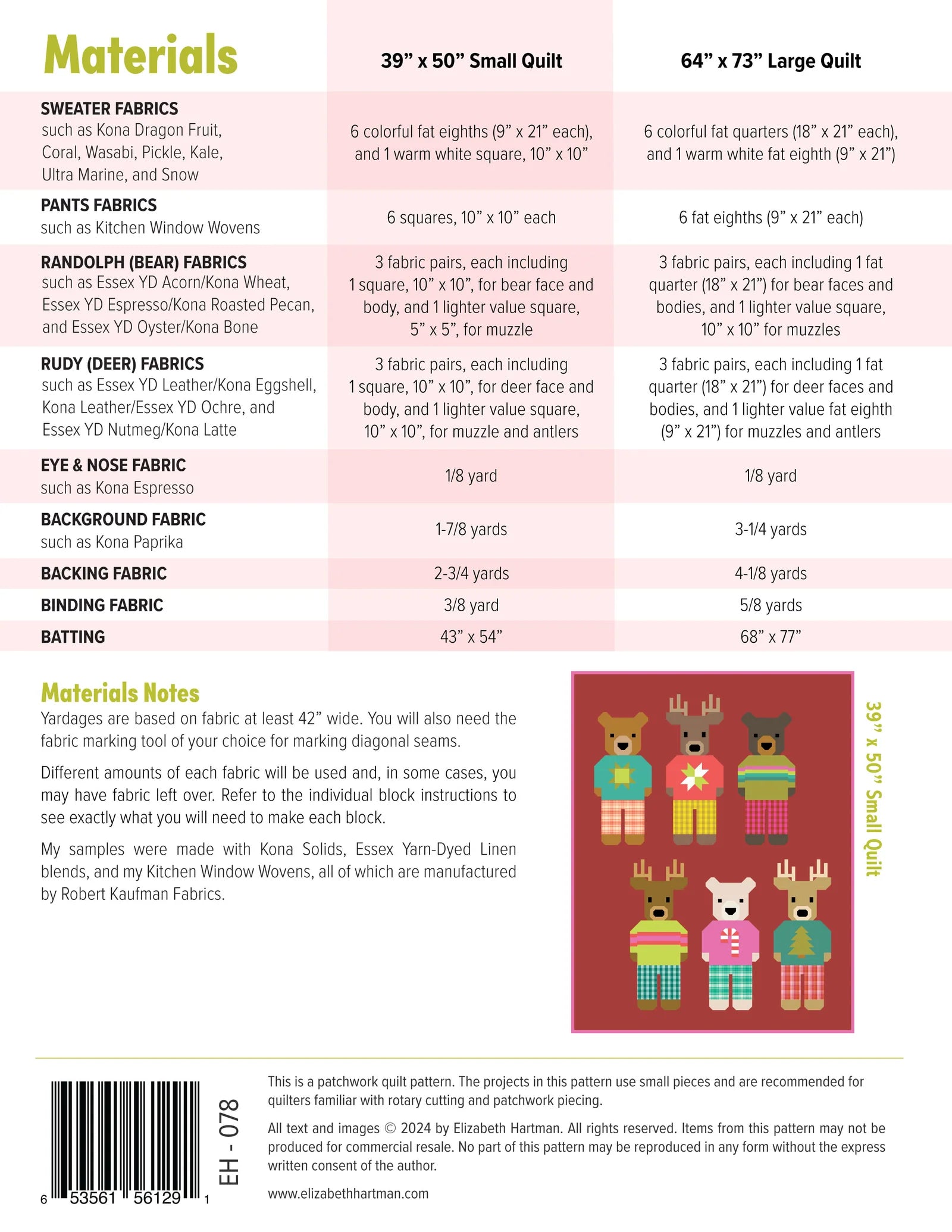Elizabeth Hartman Randolph & Rudy Quilt Pattern