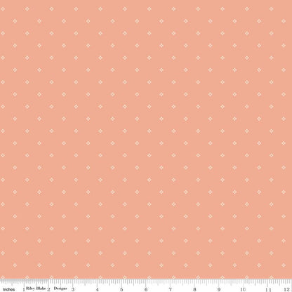 Rose & Violet's Bouquet des Fleurs Dots Peach Fabric - By the yard