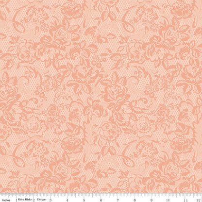 Rose & Violet's Bouquet des Fleurs Lace Blush Fabric - By the yard