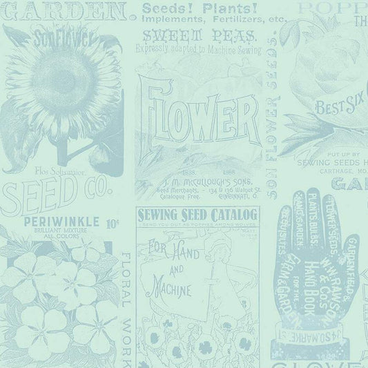 Sewing Seeds III Garden Blender Aqua Fabric - By the yard