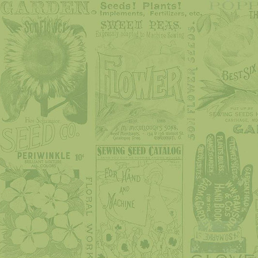 Sewing Seeds III Garden Blender Green Fabric - By the yard