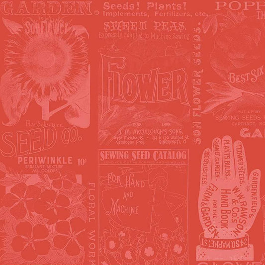 Sewing Seeds III Garden Blender Red Fabric - By the yard