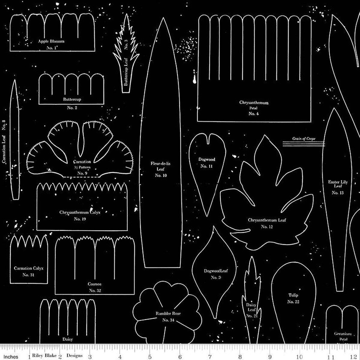 Sewing Seeds III Posie Patterns Black Fabric