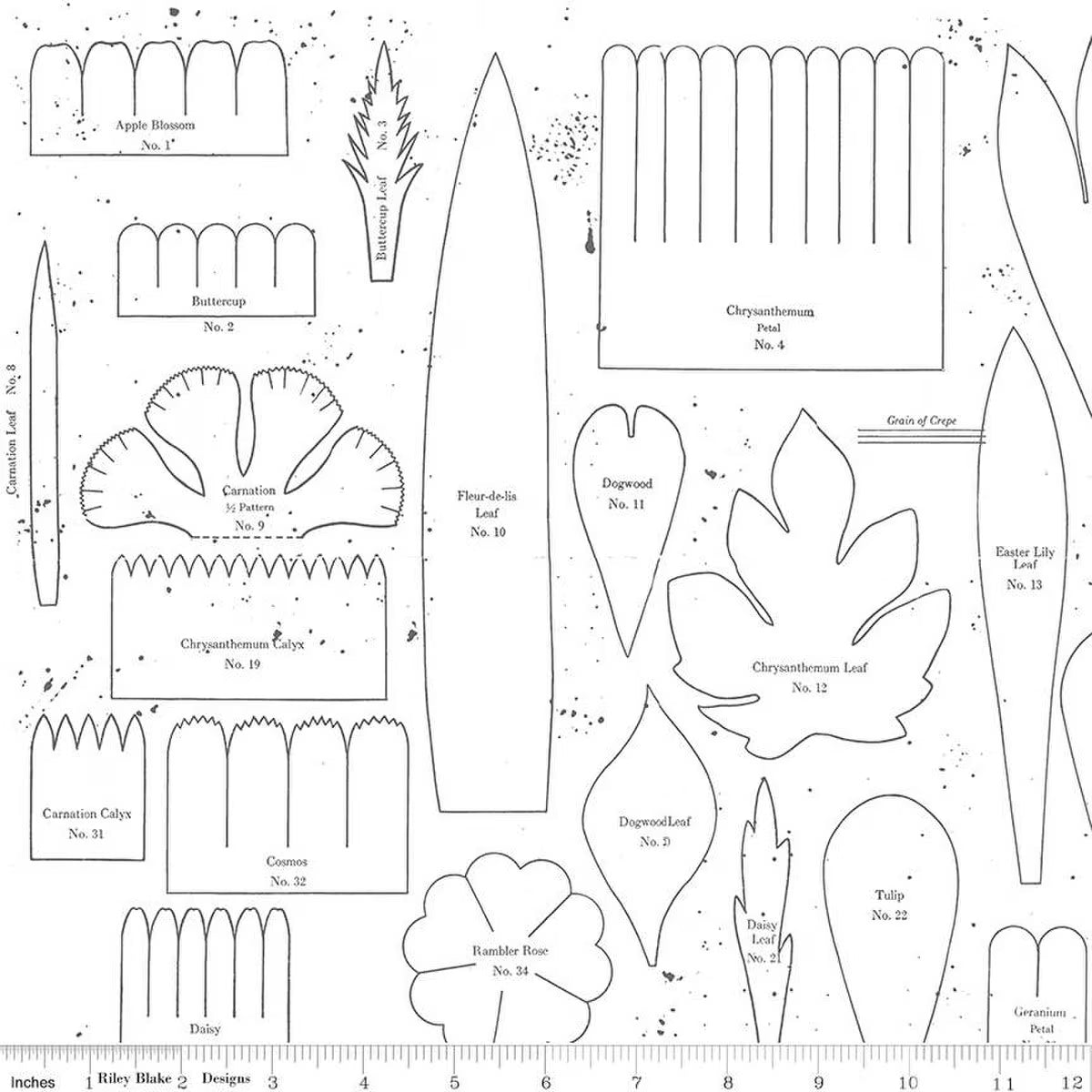 Sewing Seeds III Posie Patterns White Fabric