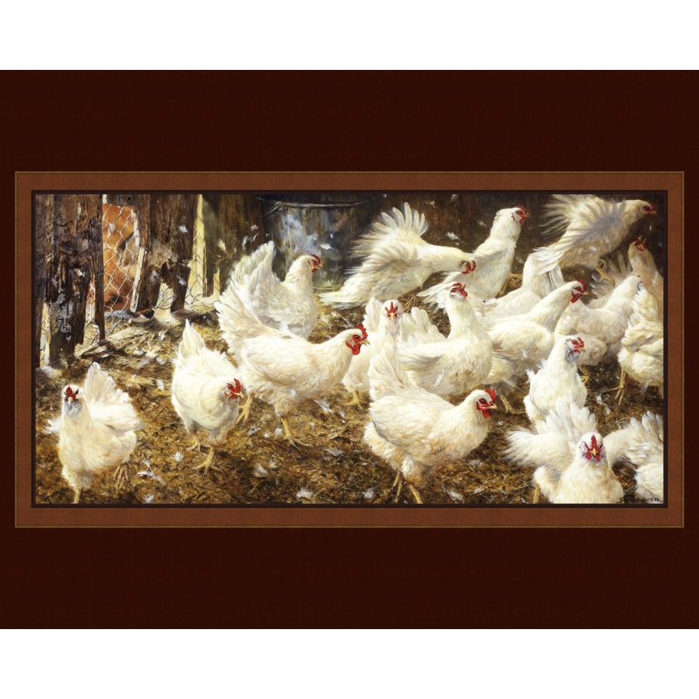 Sneak Peak Chicken Fabric Panel