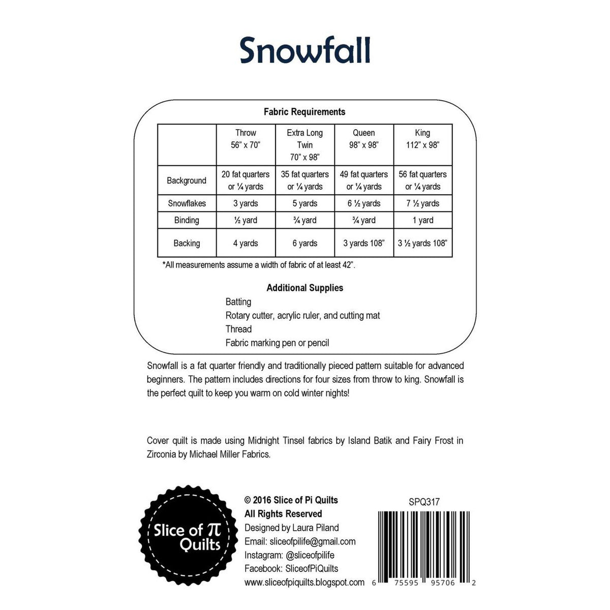 Slice of Pi Snowfall Quilt Pattern