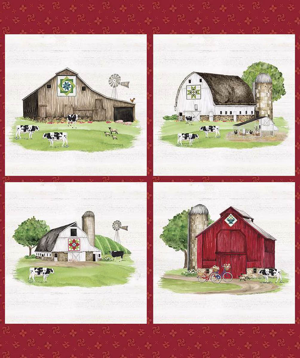 Spring Barn Quilts Pillow Fabric Panel