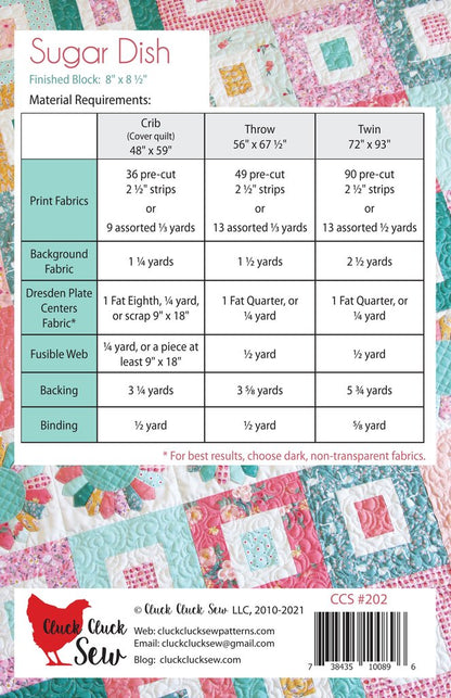 Cluck Cluck Sew Sugar Dish Quilt Pattern