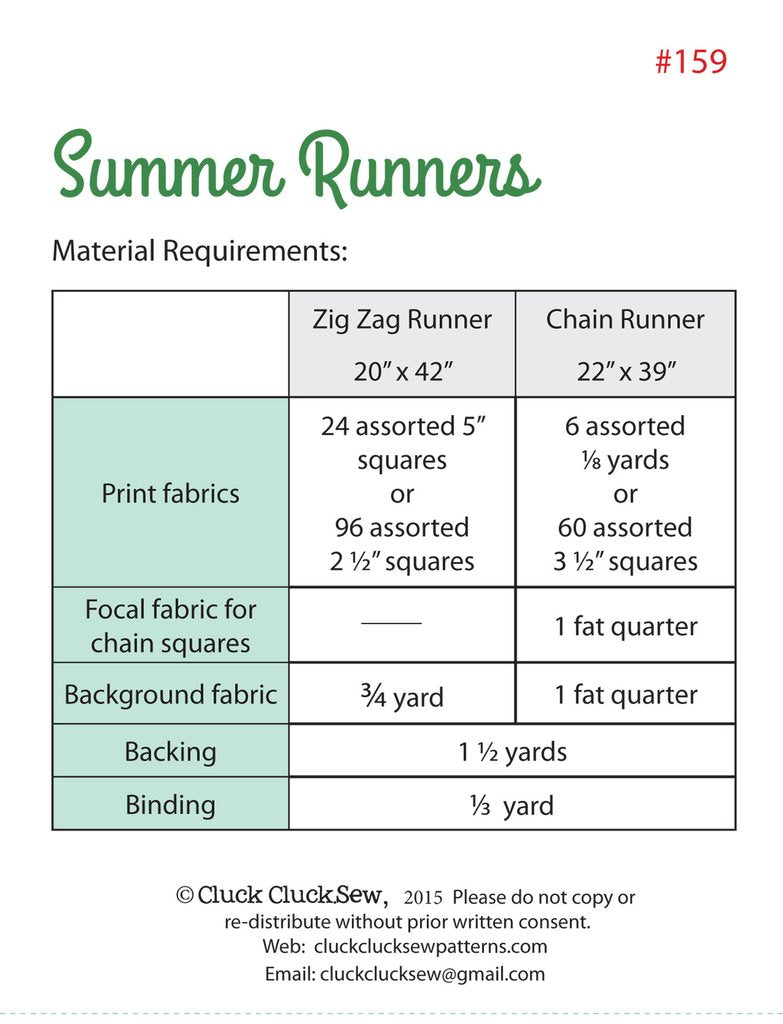 Cluck Cluck Sew Summer Runners Quilt Pattern