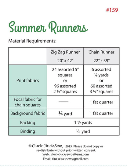 Cluck Cluck Sew Summer Runners Quilt Pattern