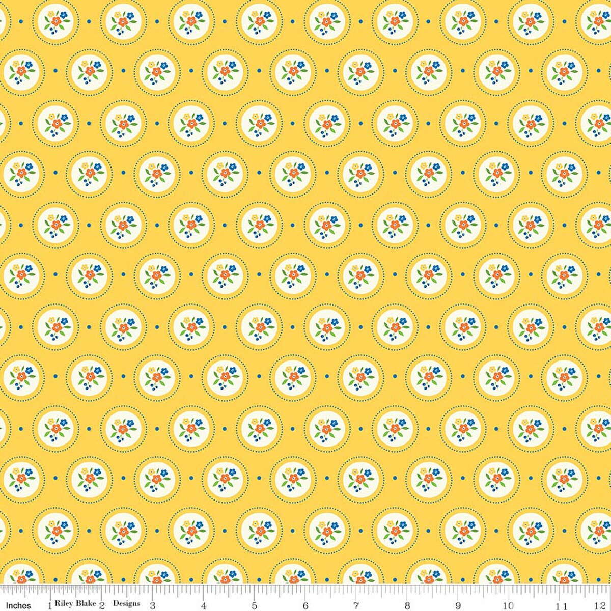 Summer's in Town Cameo Yellow Fabric - By the yard