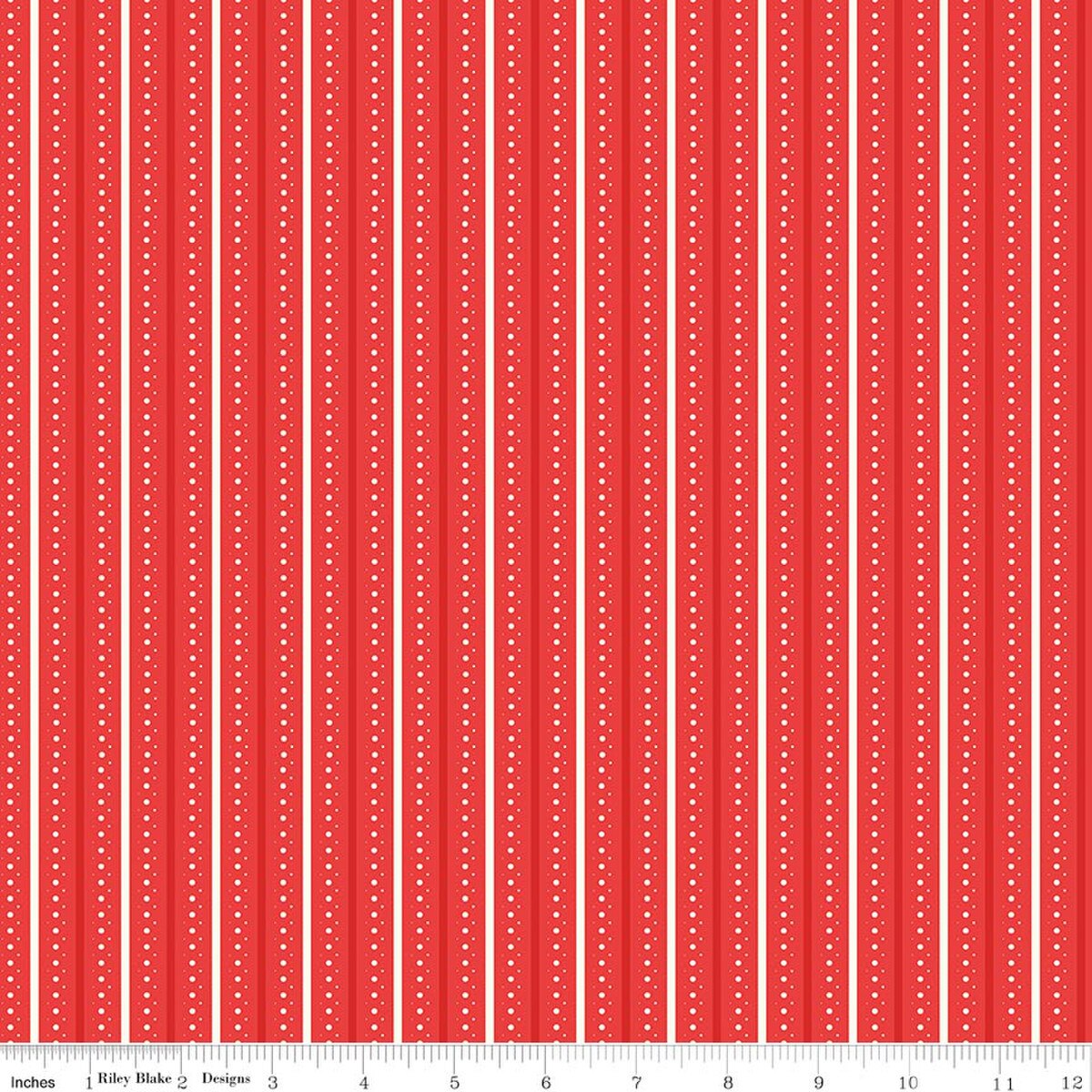 Summer's in Town Stripes Red Fabric - By the yard