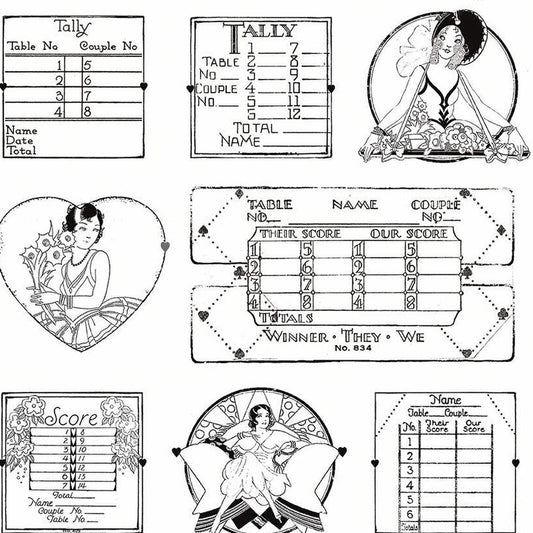Take Heart Tally Card Linework White Fabric - By the yard