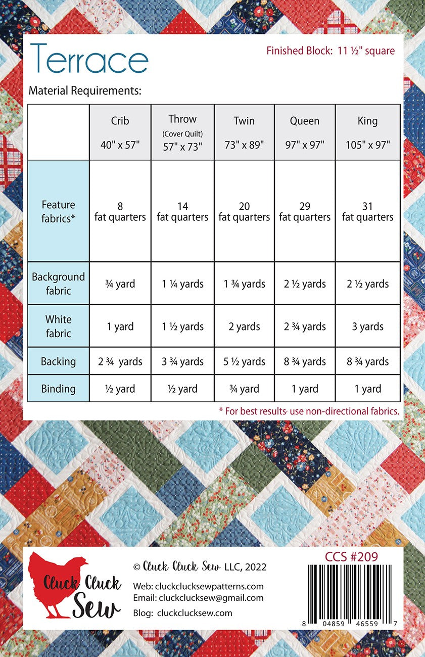 Cluck Cluck Sew Terrace Quilt Pattern