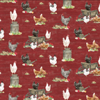The Heartland Chickens Red Fabric