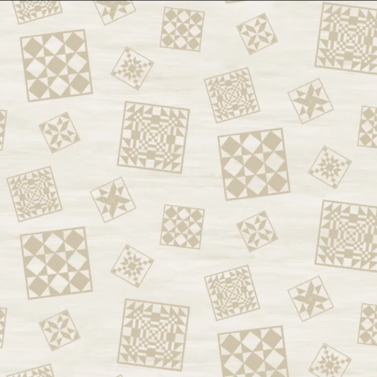 The Heartland Quilt Blocks Cream Fabric - By the yard