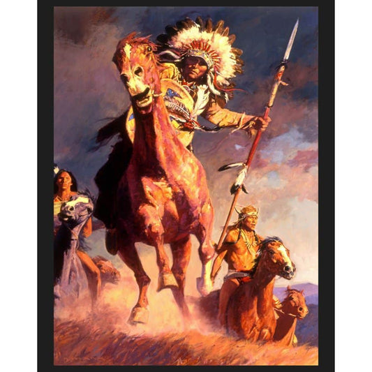 The Warriors Indian Fabric Panel