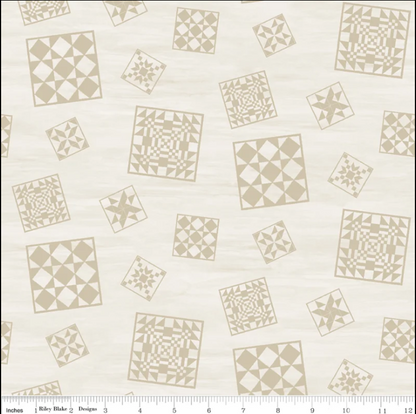 The Heartland Quilt Blocks Cream Fabric - By the yard
