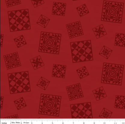 The Heartland Quilt Blocks Red Fabric - By the yard