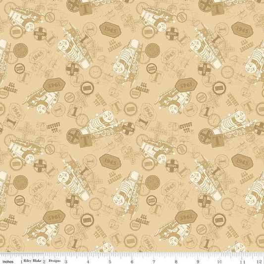 Thomas & Friends™ 80th Anniversary Tonal Toss Flax Fabric - By the yard