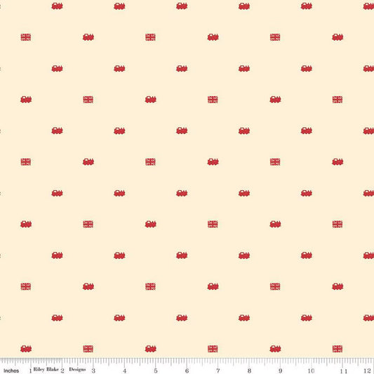 Thomas & Friends™ 80th Anniversary Train Dots Cream Fabric - By the yard