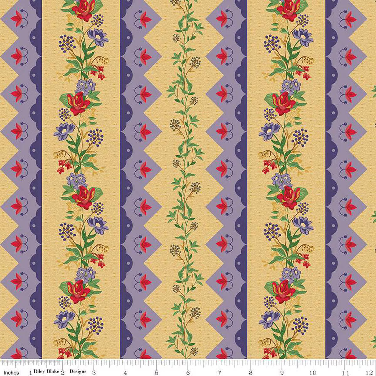 Vera's Garden Vera's Border Stripe Multi Fabric - By the yard