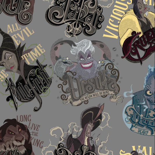 Disney Villains Chalk Fabric - By the yard