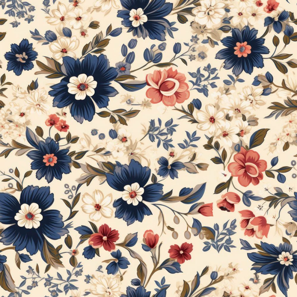 Vintage Florals Blanche Fabric
