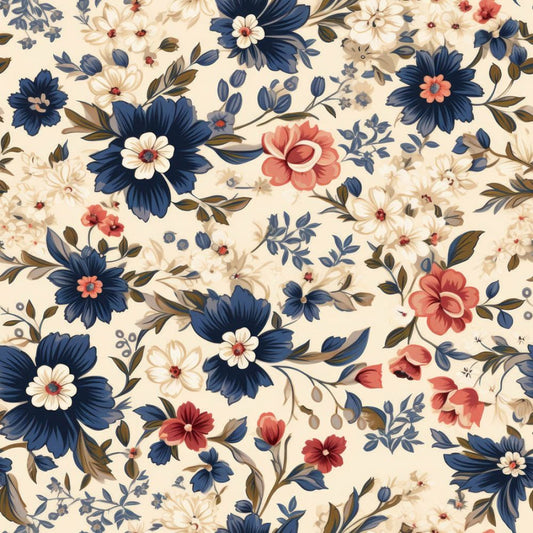 Vintage Florals Blanche Fabric - By the yard