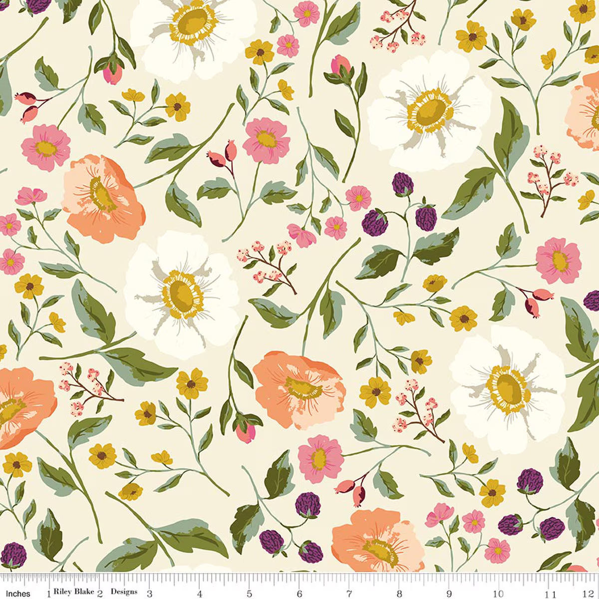 Virginia Rose Main Cream Fabric