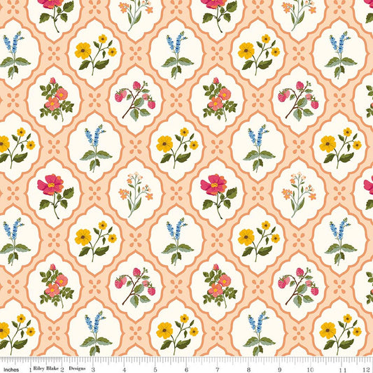 Virginia Rose Wallflower Shell Fabric - By the yard