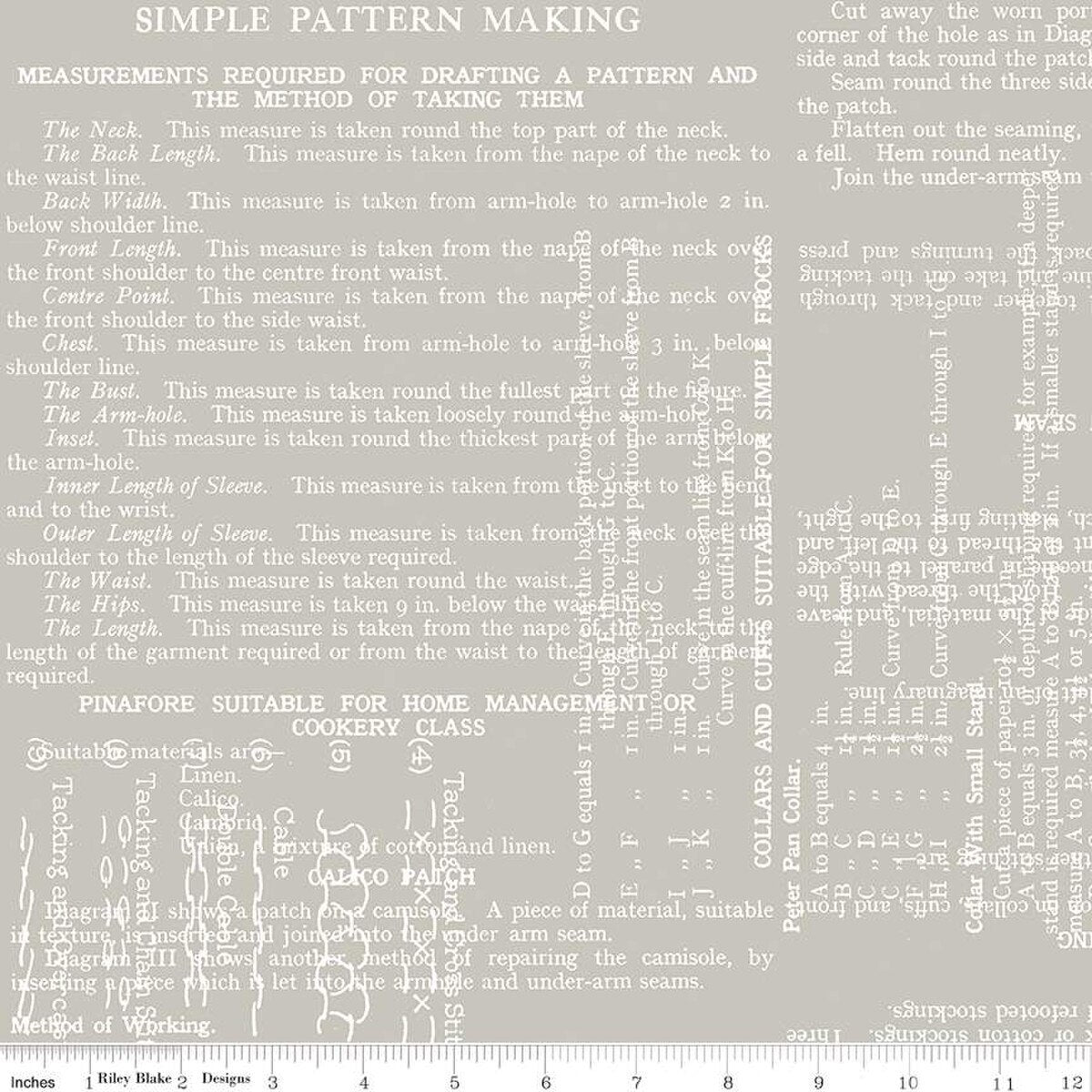 Sew Text Gray Wide Back Fabric - By the yard