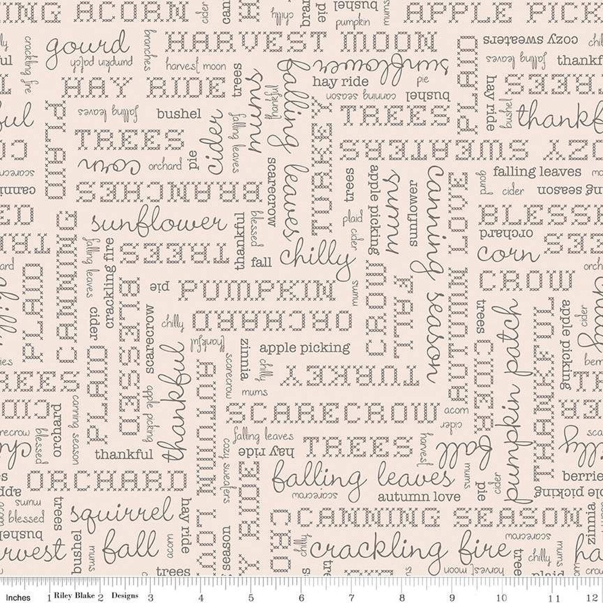 Autumn Words Latte Wide Back Fabric - By the yard