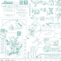 Egg Hunt Easter Post Aqua Wide Back Fabric - By the yard