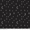 Vintage Boo Stars and Moons Black 108-Inch Wide Back Fabric by My Mind’s Eye for Riley Blake Designs