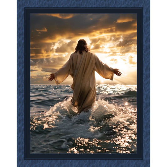 Jesus Walking On Water Fabric Panel