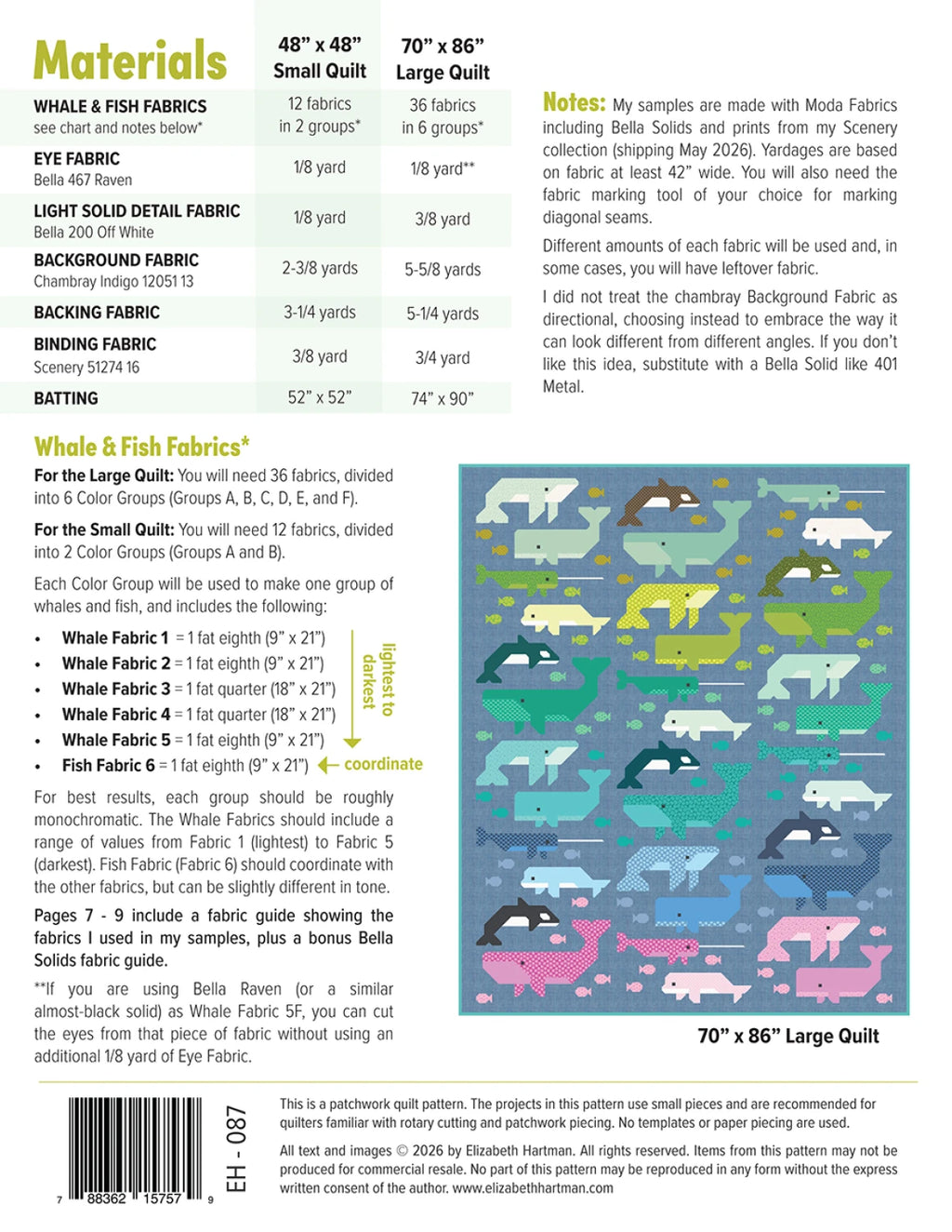 Elizabeth Hartman Whale Watching Quilt Pattern