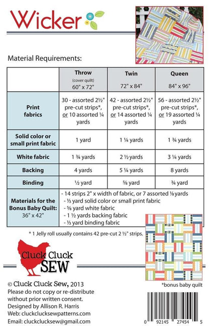 Cluck Cluck Sew Wicker Quilt Pattern