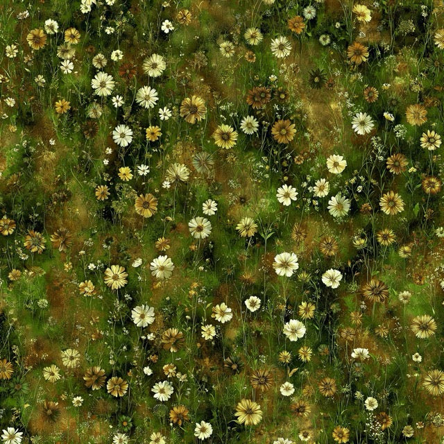 Wildflower Meadow Autumn Olive Fabric