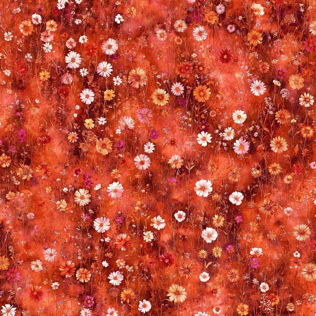 Wildflower Meadow Coral Spice Fabric