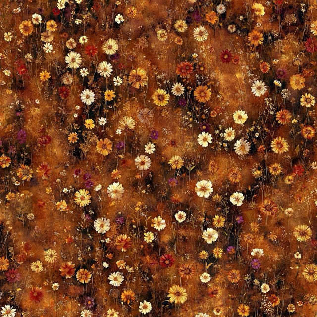 Wildflower Meadow Golden Walnut Fabric