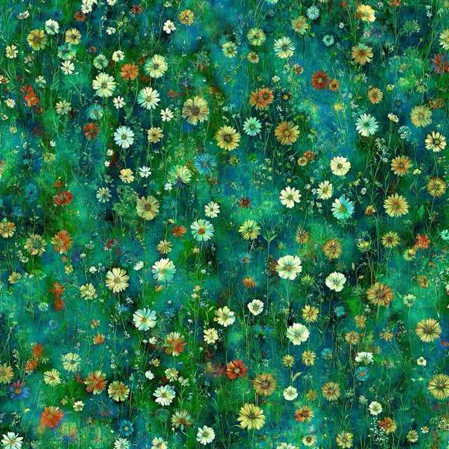 Wildflower Meadow Jade Fabric