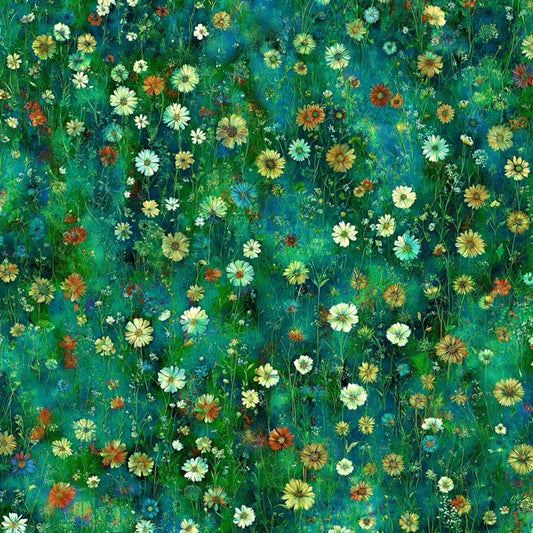Wildflower Meadow Jade Fabric - By the yard